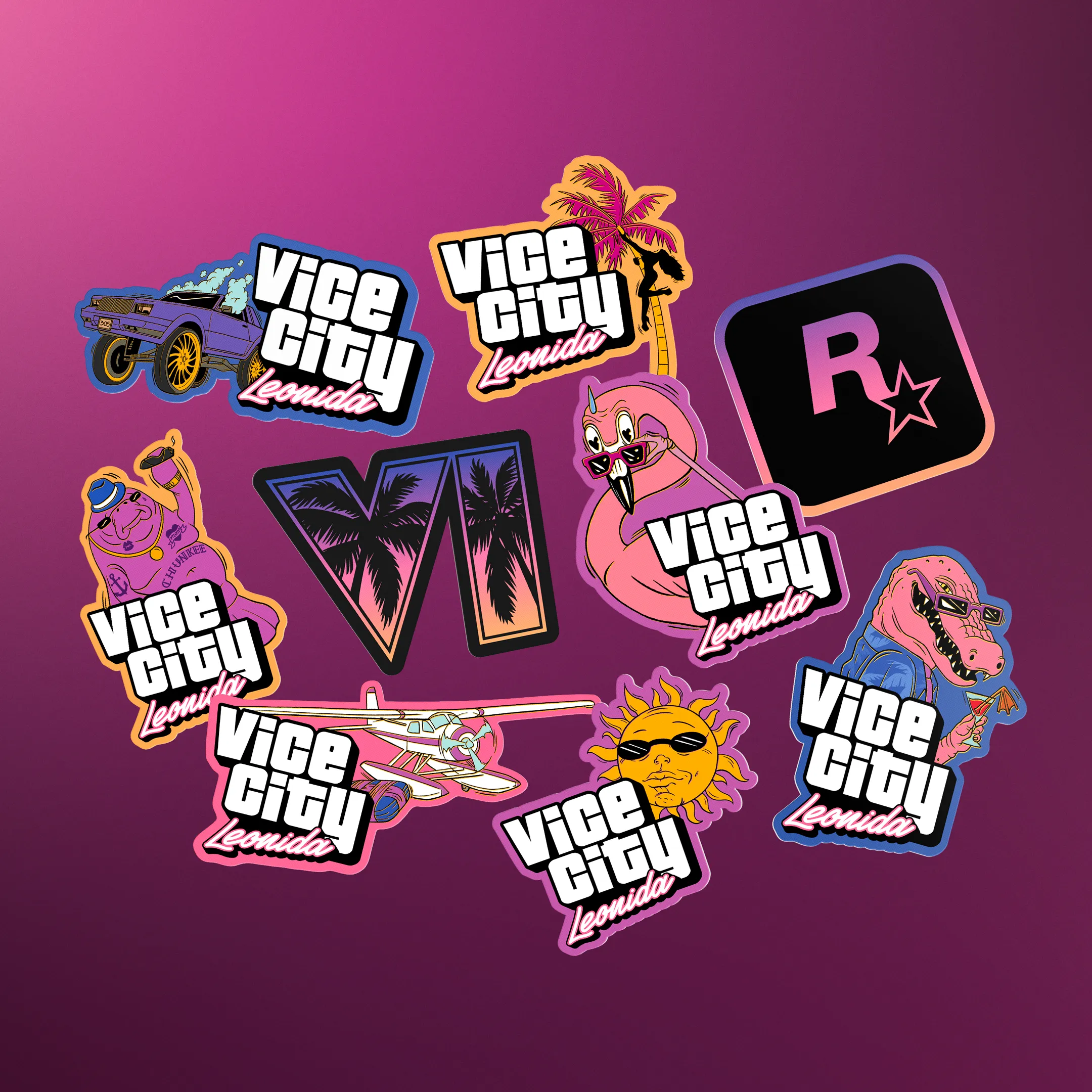 Official product view of the nine stickers