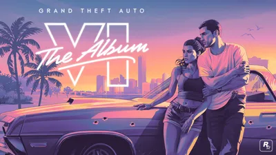 Soundtrack album art showing Jason and Lucia leaning on a car with bullet holes at dusk